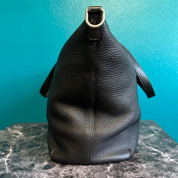 COACH Handbag Bleeker Cooper Satchel Tote Bag Black Pebbled Leather - Picture 4 of 15